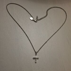 Lia Sophia Dainty Silver Tone Cross Necklace